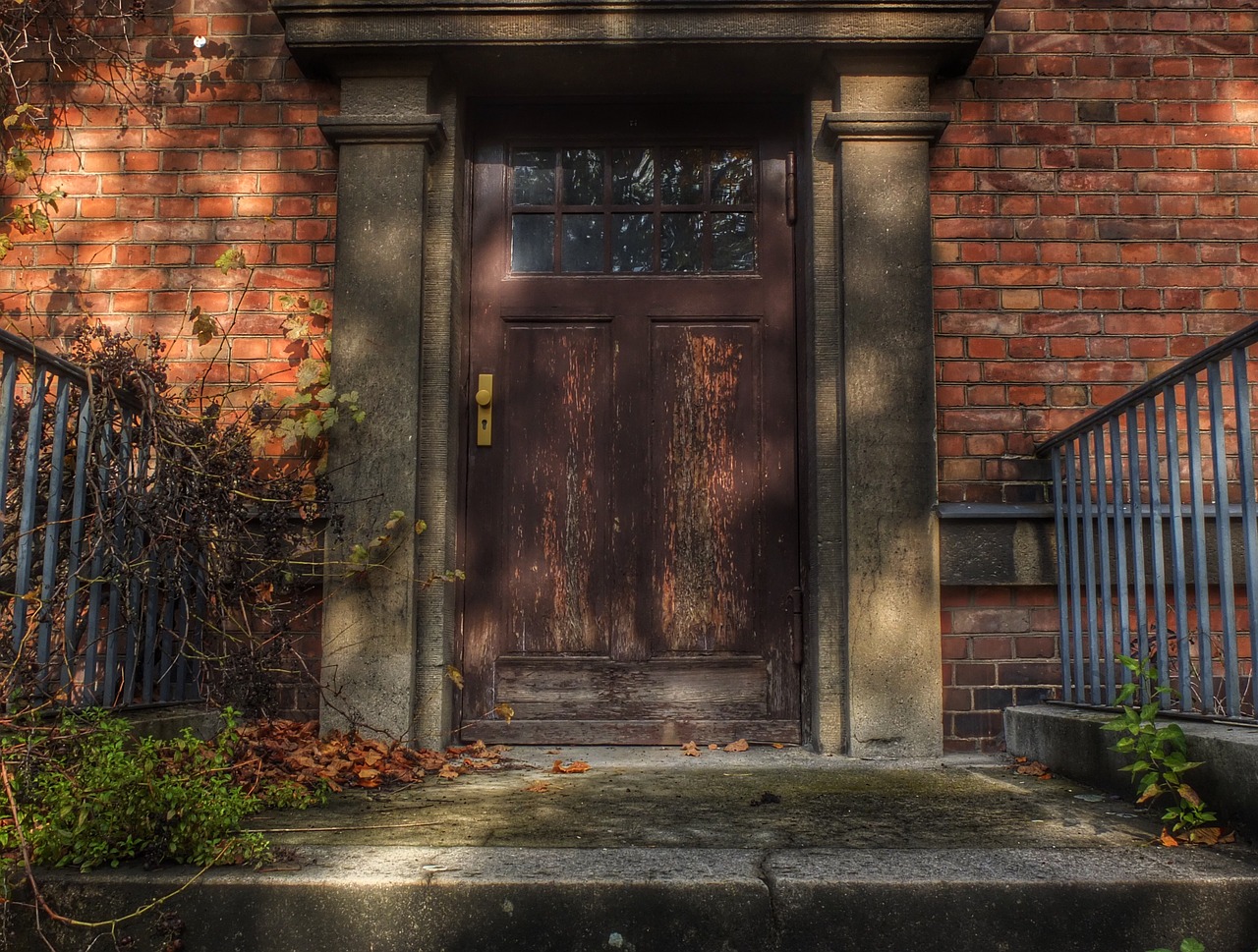 Before - Original wooden door with glass panels
