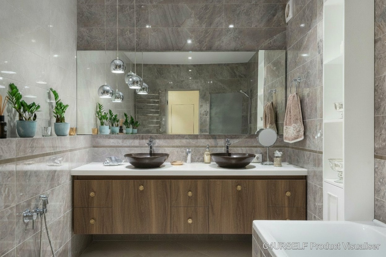 After - Modern dark vanity transformation